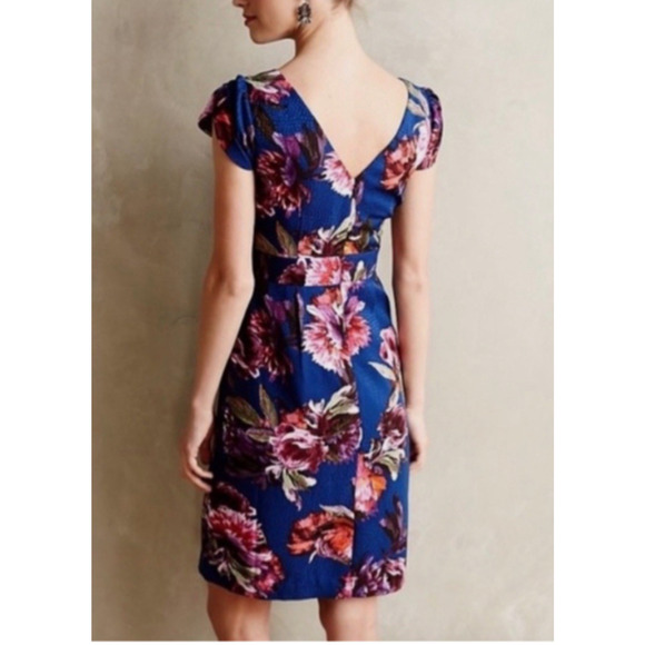 Anthropologie Moulinette Soeurs 8 Rosado Blue Floral Sheath Dress Cocktail B19 - Picture 2 of 9
